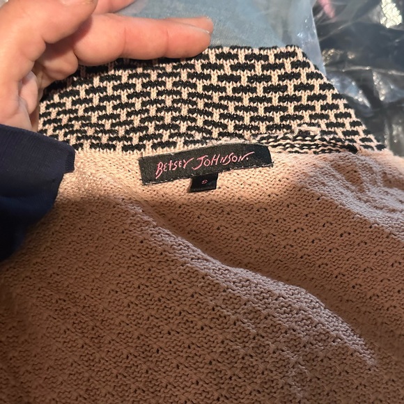 BETSEY JOHNSON PINK BLACK SHORT SLEEVE KNIT MIDI DRESS PUNK ROCK PINUP SMALL - Picture 6 of 6